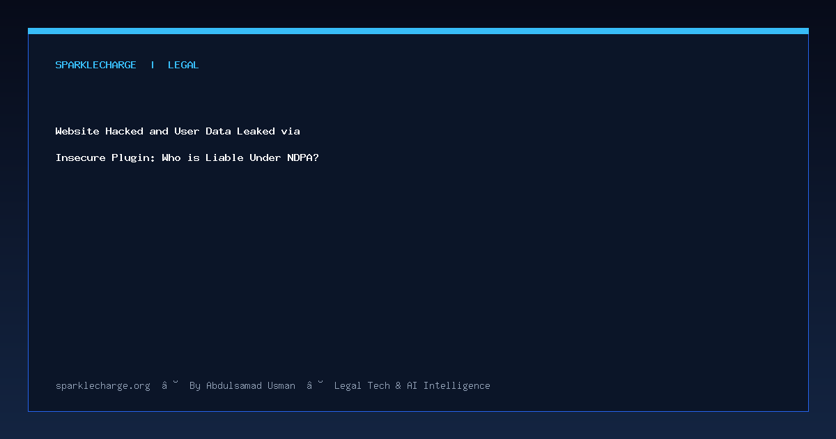 Website Hacked and User Data Leaked via Insecure Plugin: Who is Liable Under NDPA?